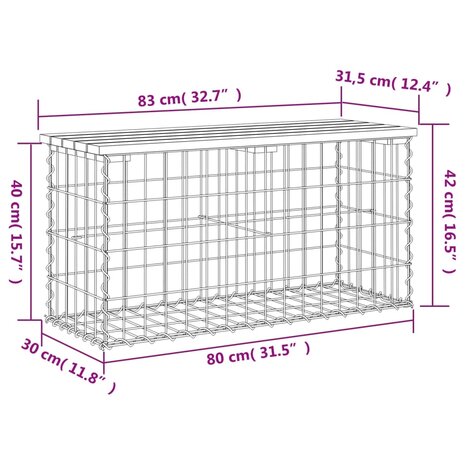 Tuinbank schanskorfontwerp 83x31,5x42 cm massief douglashout 8