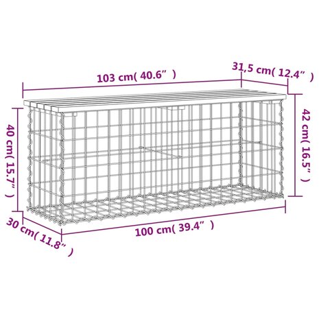 Tuinbank schanskorfontwerp 103x31,5x42 cm geïmpregneerd hout 8