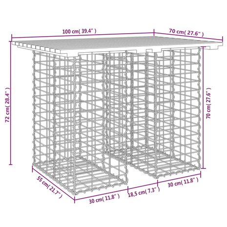 Tuinbank schanskorfontwerp 100x70x72 cm massief grenenhout 8