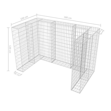 Schanskorf dubbele vuilnisbak ombouw 180x100x120 cm staal  8