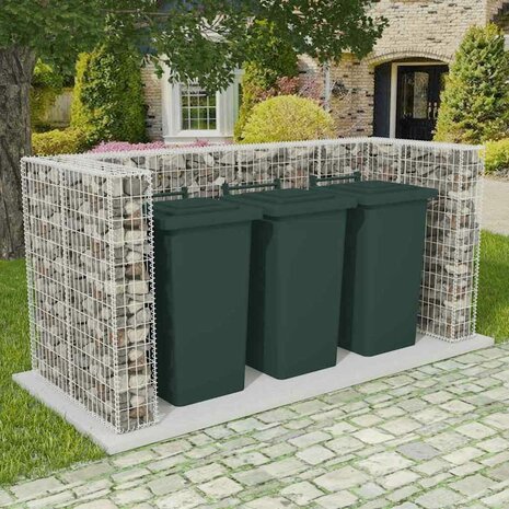 Schanskorf drievoudige vuilnisbak ombouw 250x100x120 cm staal   1