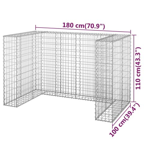Schanskorf voor containers 180x100x110 cm gegalvaniseerd staal 7
