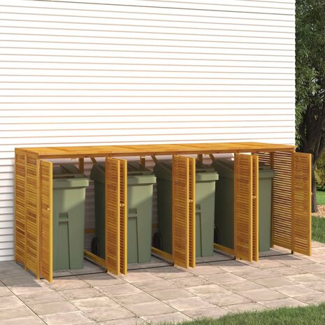 Vuilnisbakberging viervoudig 280x89x117 cm massief acaciahout 5