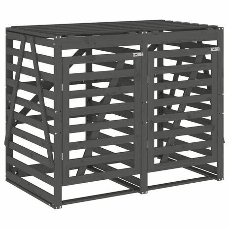 Containerberging dubbel massief grenenhout grijs 5