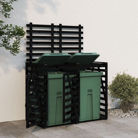 Containerberging dubbel massief grenenhout zwart 1