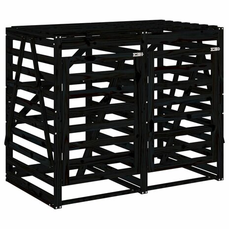 Containerberging dubbel massief grenenhout zwart 5