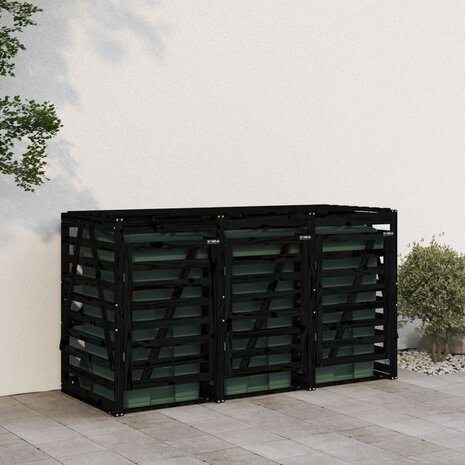 Containerberging drievoudig massief grenenhout zwart 3