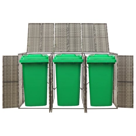Containerberging driedubbel 207x80x117 cm poly rattan grijs 2