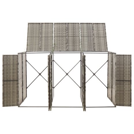 Containerberging driedubbel 207x80x117 cm poly rattan grijs 3