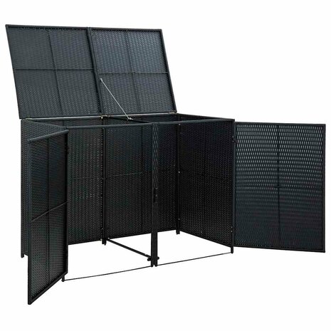 Containerberging dubbel 148x80x111 cm poly rattan zwart  7