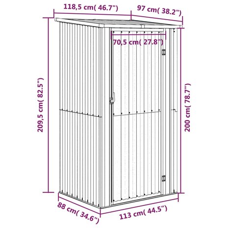Tuinschuur 118,5x97x209,5 cm gegalvaniseerd staal groen 8
