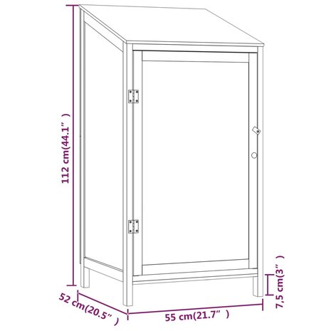 Tuinschuur 55x52x112 cm massief vurenhout antracietkleurig 7