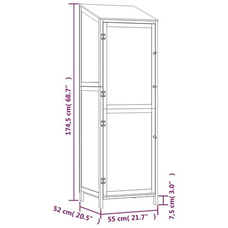 Tuinschuur 55x52x174,5 cm massief vurenhout wit 8