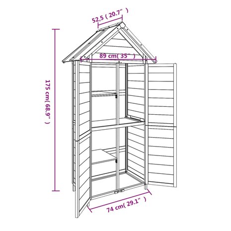 Tuinschuur 89x52,5x175 cm massief grenenhout bruin 8