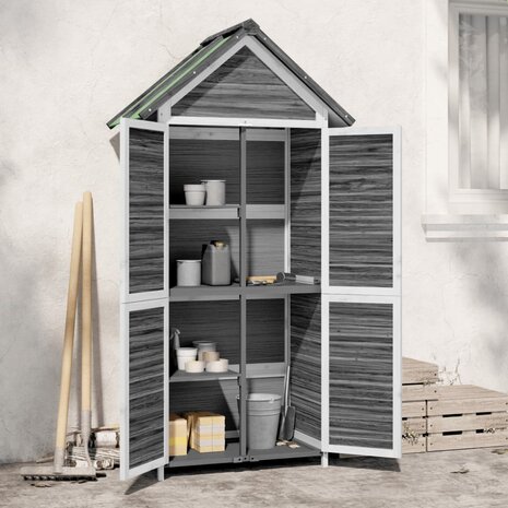 Tuinschuur 89x52,5x175 cm massief grenenhout grijs 1
