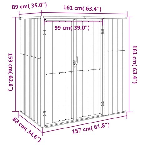 Tuinschuur 161x89x161 cm gegalvaniseerd staal antracietkleurig 7