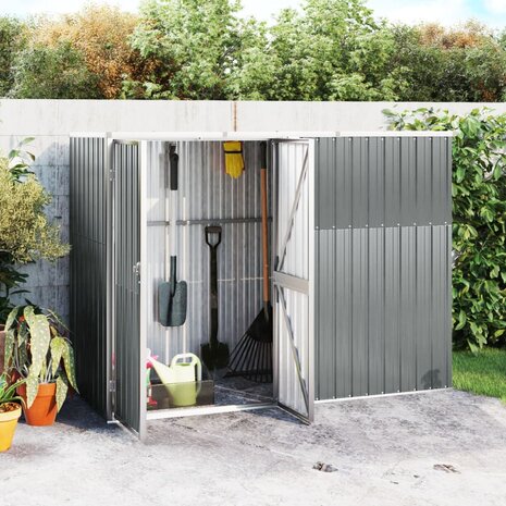 Tuinschuur 225x89x161 cm gegalvaniseerd staal grijs 1