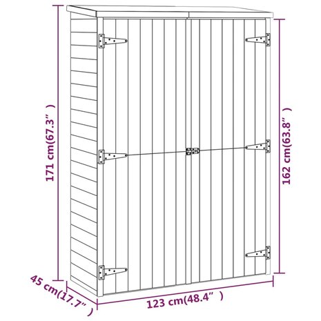 Tuinschuur 123x45x171 cm geïmpregneerd massief grenenhout 8