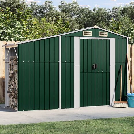 Tuinschuur 277x93x179 cm gegalvaniseerd staal groen 1