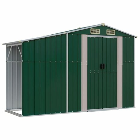 Tuinschuur 277x93x179 cm gegalvaniseerd staal groen 2