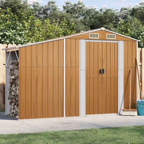 Tuinschuur 277x93x179 cm gegalvaniseerd staal bruin 1