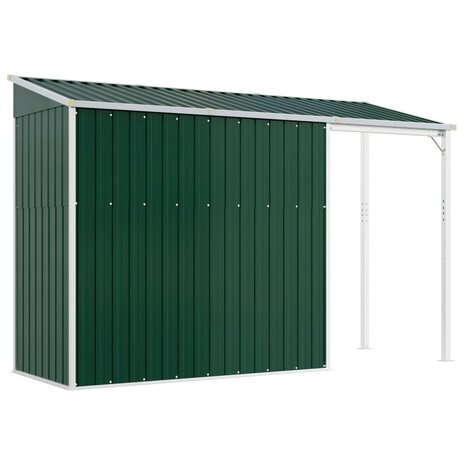 Tuinschuur met verlengd dak 277x110,5x181 cm staal groen 6
