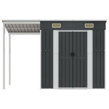 Tuinschuur met verlengd dak 277x110,5x181 cm staal antraciet 3