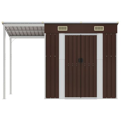 Tuinschuur met verlengd dak 277x110,5x181 cm staal bruin 3