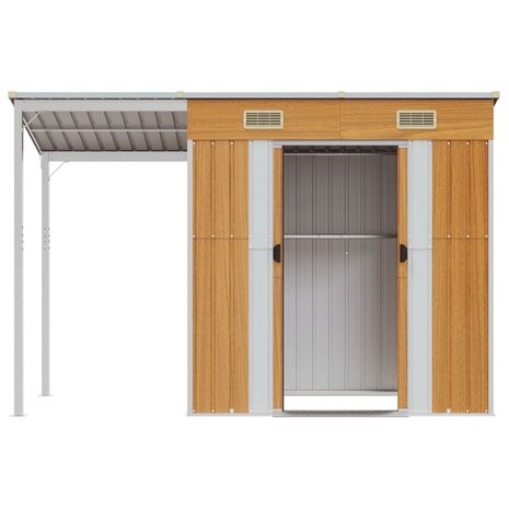 Tuinschuur met verlengd dak 277x110,5x181 cm staal lichtbruin 4