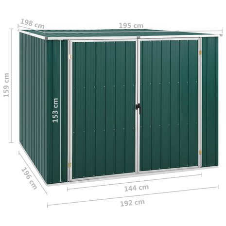 Tuinschuur 195x198x159 cm gegalvaniseerd staal groen 8