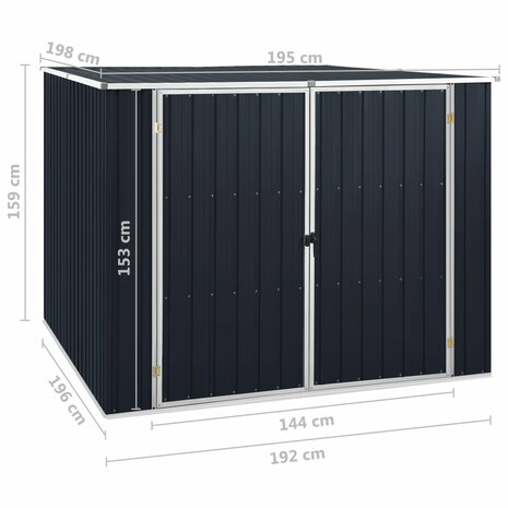 Tuinschuur 195x198x159 cm gegalvaniseerd staal antraciet 8