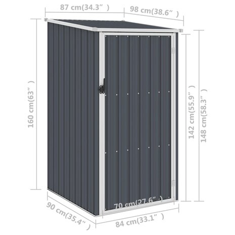 Tuinschuur 87x98x159 cm gegalvaniseerd staal antraciet  7