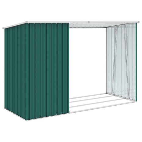 Brandhoutschuur 245x98x159 cm gegalvaniseerd staal groen 4