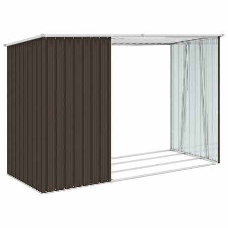Brandhoutschuur 245x98x159 cm gegalvaniseerd staal bruin  3
