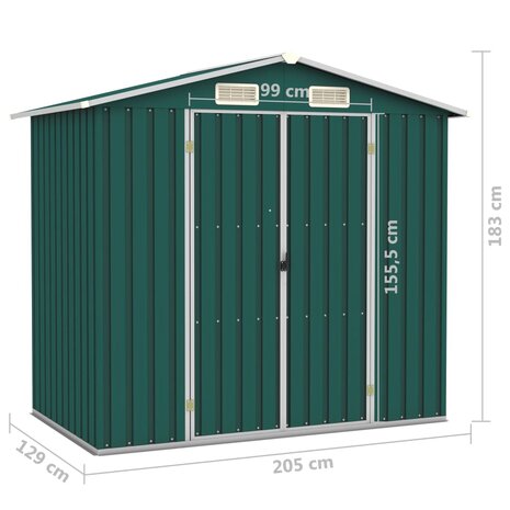Tuinschuur 205x129x183 cm gegalvaniseerd staal groen  7