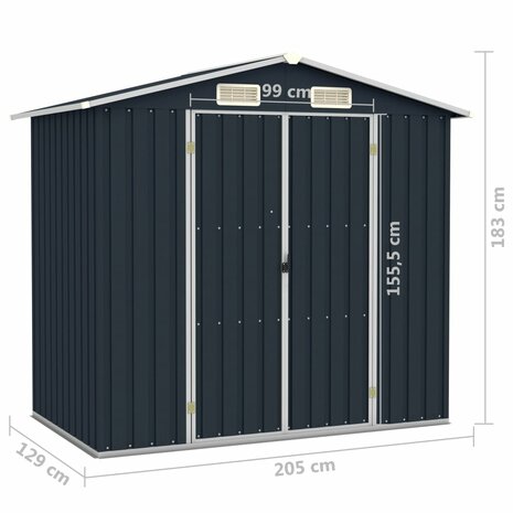 Tuinschuur 205x129x183 cm gegalvaniseerd staal antraciet  7