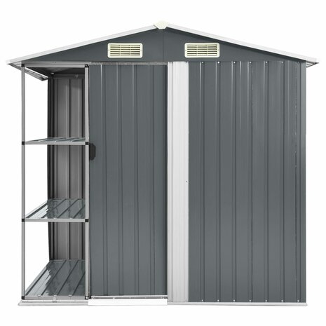 Tuinschuur met rek 205x130x183 cm ijzer grijs 2