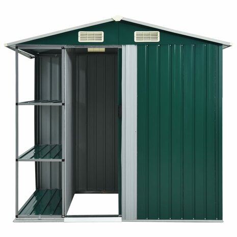 Tuinschuur met rek 205x130x183 cm ijzer groen 3