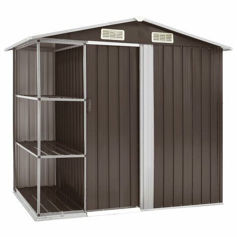 Tuinschuur met rek 205x130x183 cm ijzer bruin 1