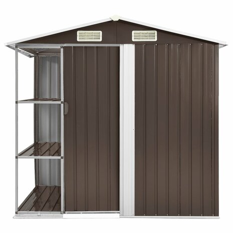 Tuinschuur met rek 205x130x183 cm ijzer bruin 2