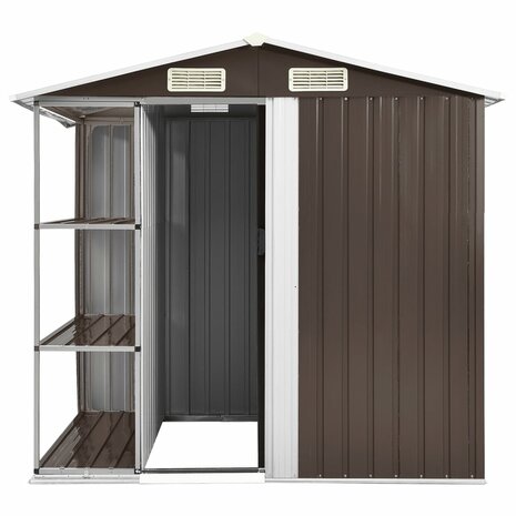 Tuinschuur met rek 205x130x183 cm ijzer bruin 3