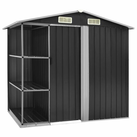 Tuinschuur met rek 205x130x183 cm ijzer antraciet 1