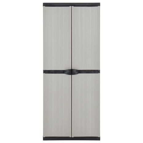 Tuinkast met 3 schappen 68x40x168 cm grijs en zwart 2