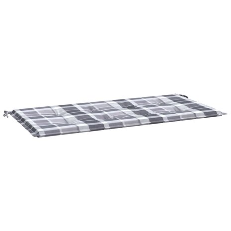 Tuinbankkussen 120x50x3 cm oxford stof ruitpatroon grijs 2