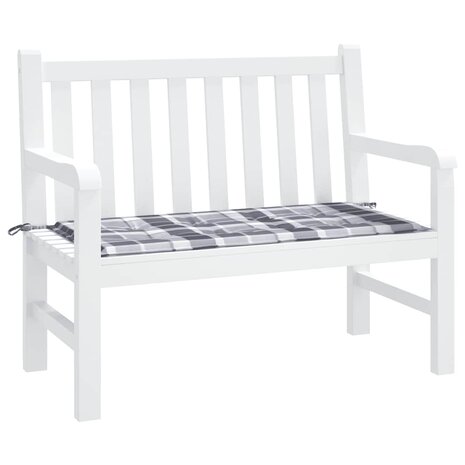 Tuinbankkussen 120x50x3 cm oxford stof ruitpatroon grijs 3