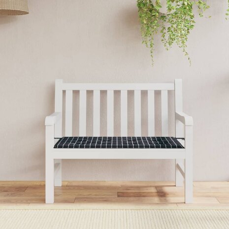 Tuinbankkussen ruitpatroon 120x50x3 cm oxford stof zwart 1