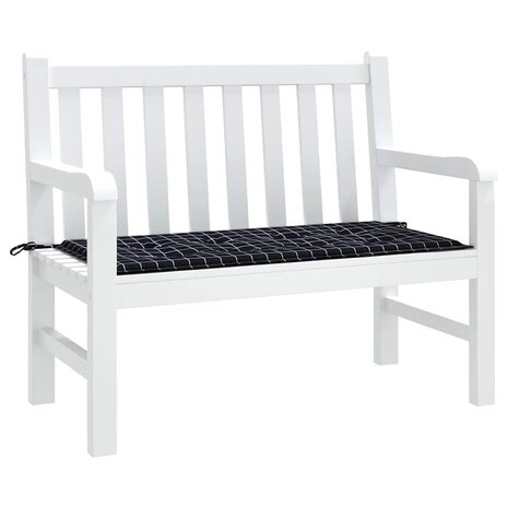 Tuinbankkussen ruitpatroon 120x50x3 cm oxford stof zwart 3