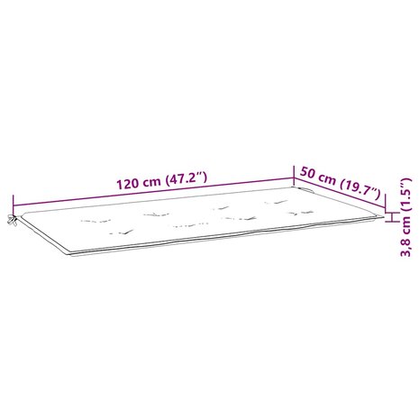 Tuinbankkussen ruitpatroon 120x50x3 cm oxford stof zwart 7