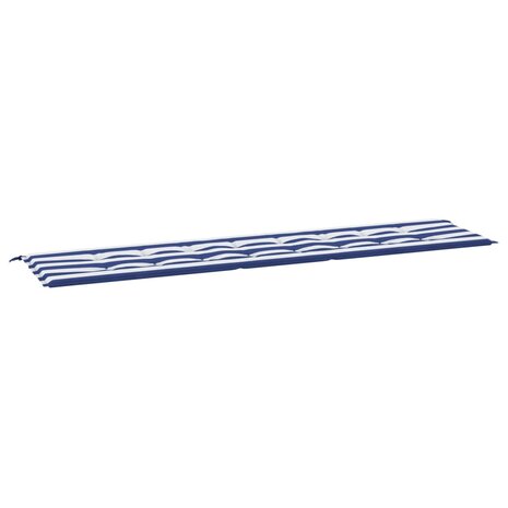Tuinbankkussen gestreept 200x50x3 cm stof wit en blauw 2