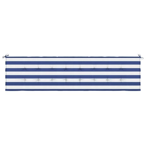 Tuinbankkussen gestreept 200x50x3 cm stof wit en blauw 4